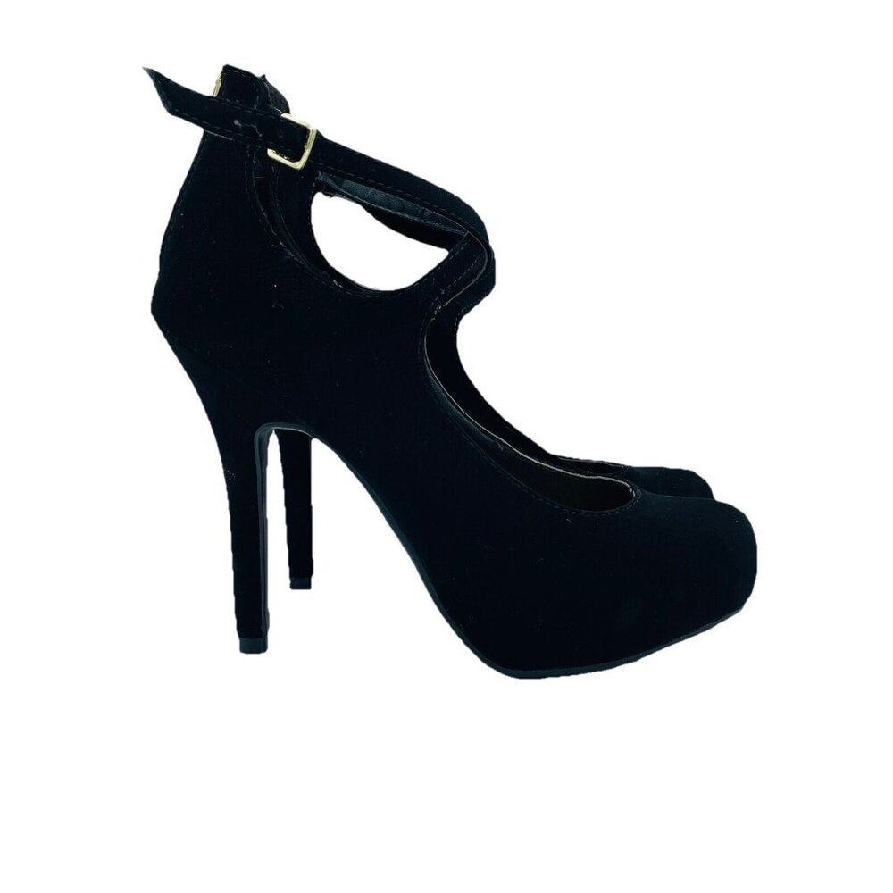 Madeline Stuart Heels Womens Size 6 M Black Stiletto Shoes Pumps Ankle Strap Zip